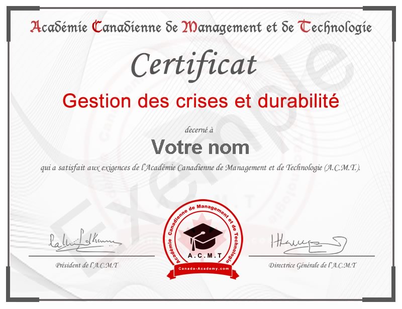 certificat-Gestion des crises et durabilité
