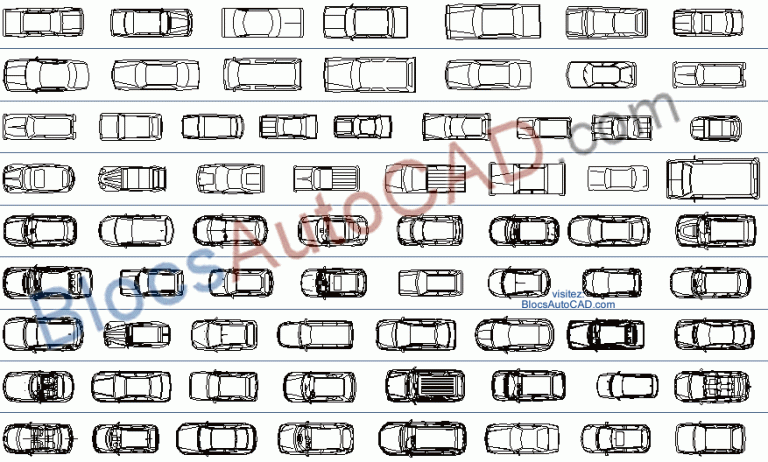 VOITURES PLAN (BLOCS AUTOCAD DWG)