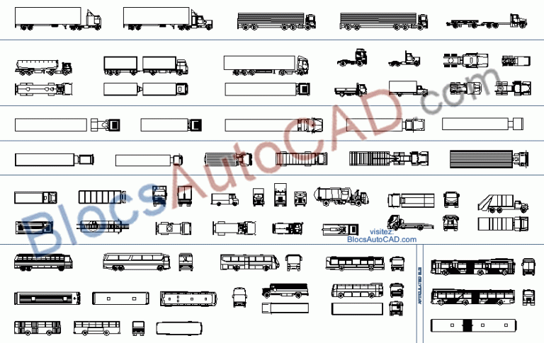 CAMIONS ET BUS (BLOCS AUTOCAD DWG)