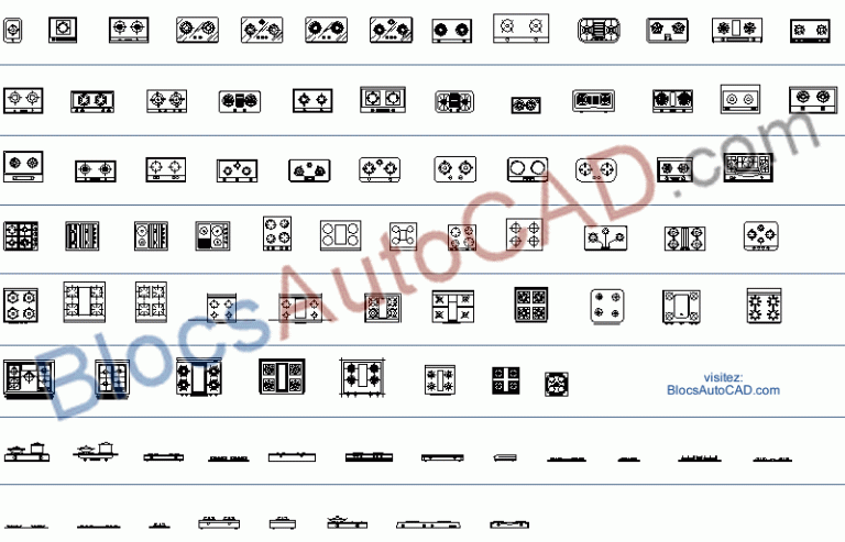 CUISINIERES (BLOCS AUTOCAD DWG)