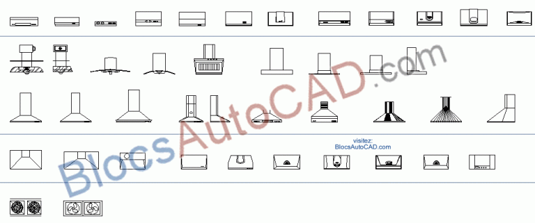 HOTTES CUISINIERES (BLOCS AUTOCAD DWG)