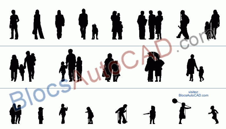 PERSONNAGES PLEIN ELEVATION (BLOCS AUTOCAD DWG)