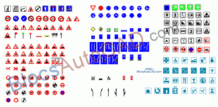 CIRCULATION PANNEAUX SIGNALISATION (BLOCS AUTOCAD DWG)