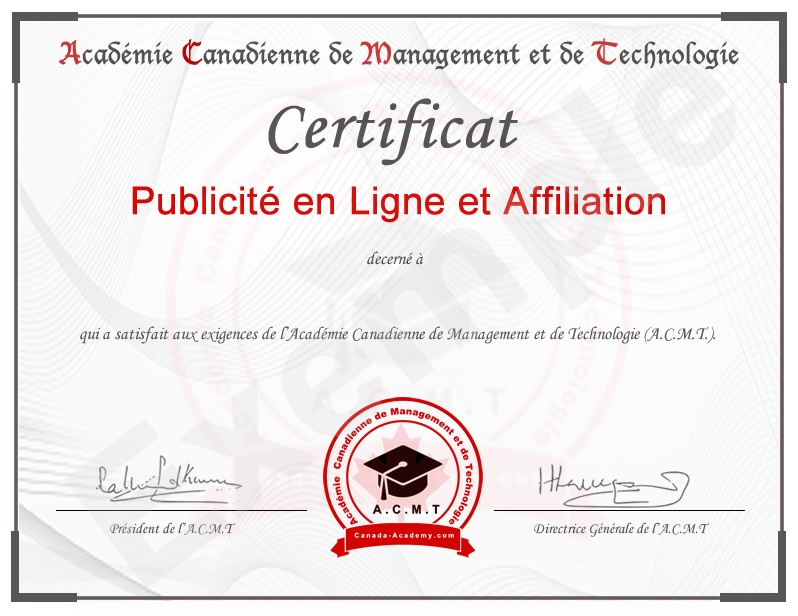 certificat et cours en ligne Publicité en ligne et affiliation