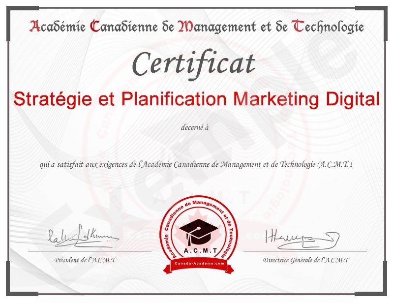 certicat en ligne strategie et planification marketing digital